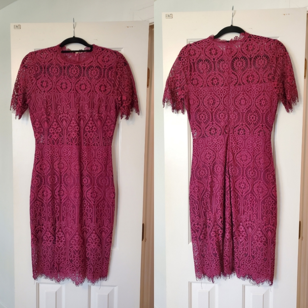 Lulu's Burgundy Remarkable Lace Dress, M